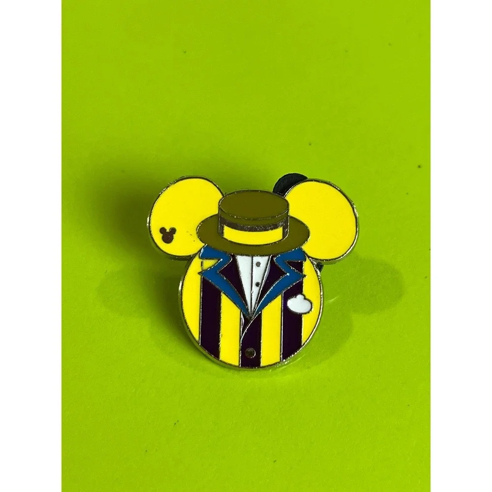 Disney Hidden Mickey Pin 2013 Dapper Dan Mickey Mouse Head Yellow Purple Stripe